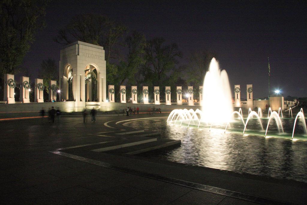 WWII Memorial at Night; Edward Pien photographer.