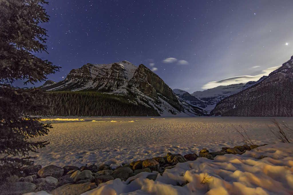 Lake Louise winter night, Banff National Park/Rebecca Latson