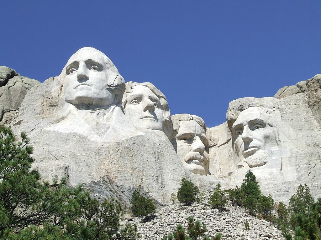 A view of the Presidents carved into the side of the mountain at Mount Rushmore National Memorial