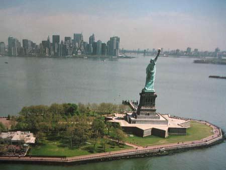 Liberty Island and Statue of Liberty.
