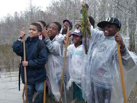 CAMP kids on a wet hike in the Everglades. NPS photo by Allyson Gantt.