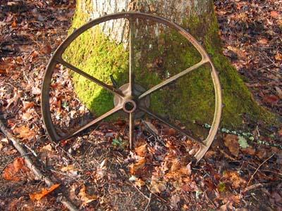 Historic wheel on the Boogerman Trail, Danny Bernstein photo