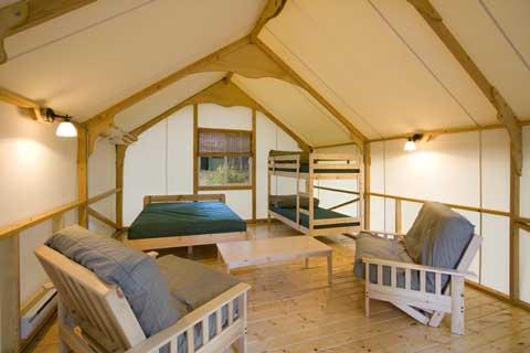 Interior of cottage tent.