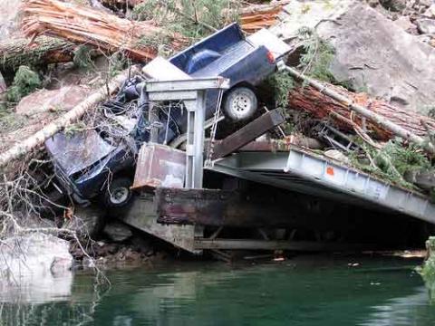 Damage from debris avalanche at North Cascades NP
