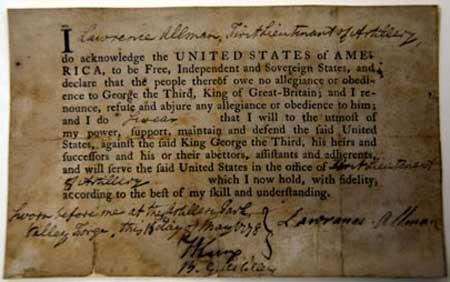 Historic document - oath of allegiance