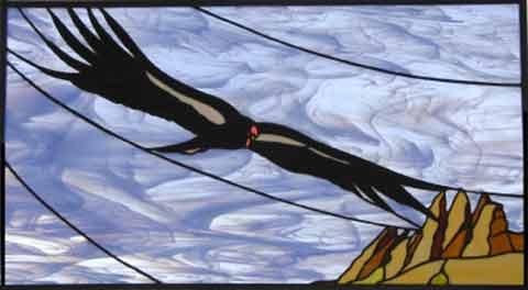 Stained glass work of condor.
