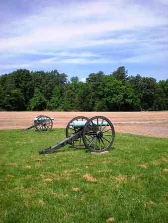 Cannon on battlefield.