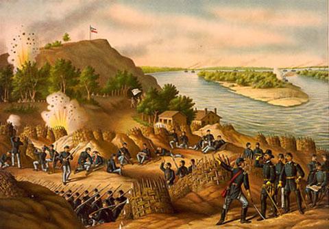 Painting of siege of Vicksburg.