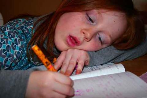 child writing