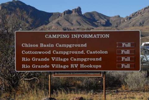 Campground full sign at Big Bend