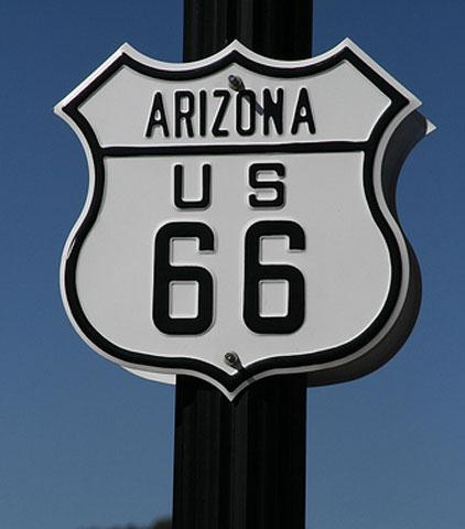 Route 66 sign.