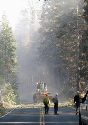 Crew clearning Big Oak Flat Road.