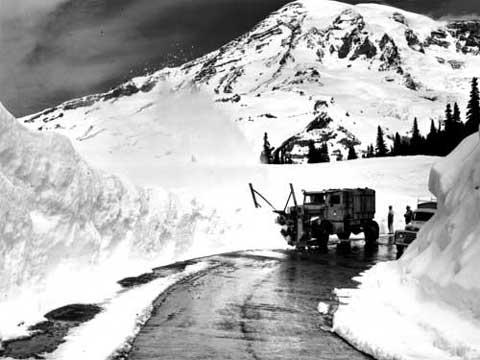 Plowing the road to Paradise in 1954.