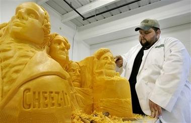 Mount Rushmore depicted in cheese. AP Photo/The Post-Crescent, Michael P. King