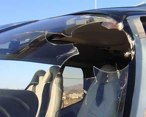 Damage to helicopter