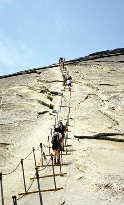 Hiking up Half Dome in Yosemite; K. Repanshek photographer.