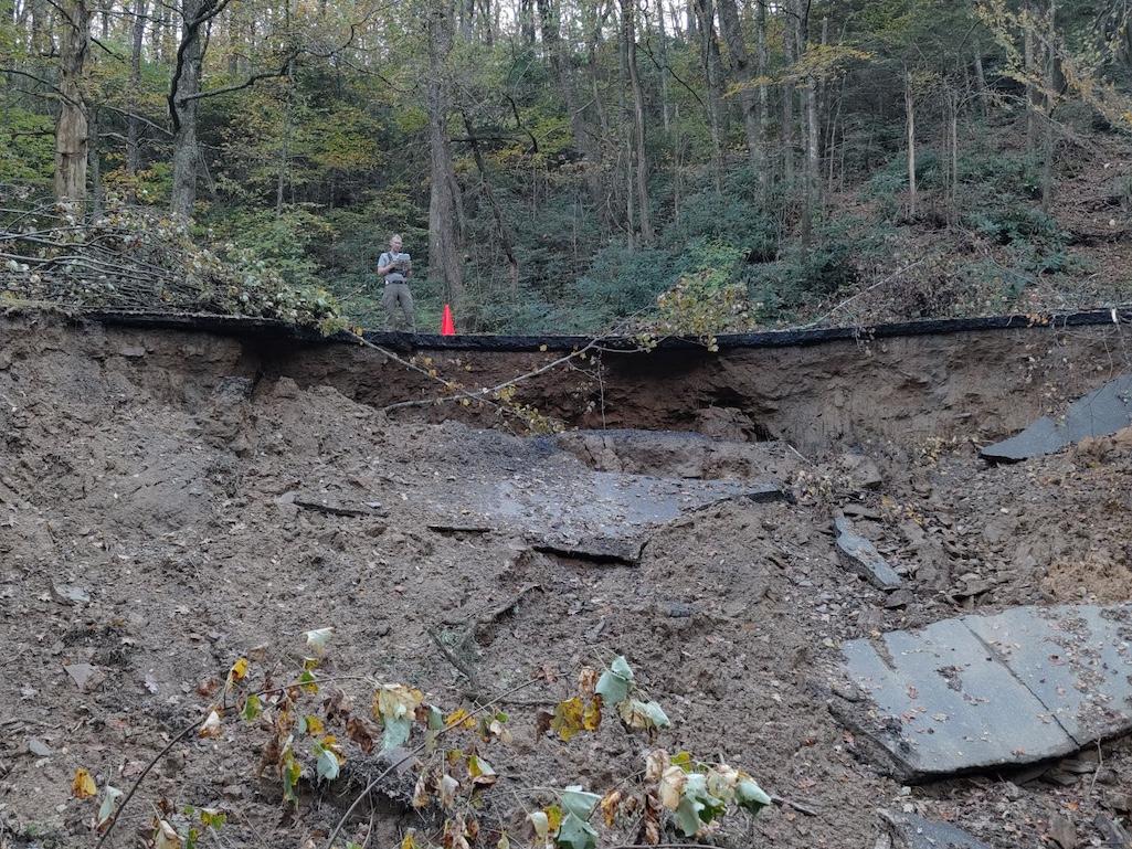 There are spots along the parkway where road damage won't be quickly repaired/NPS file