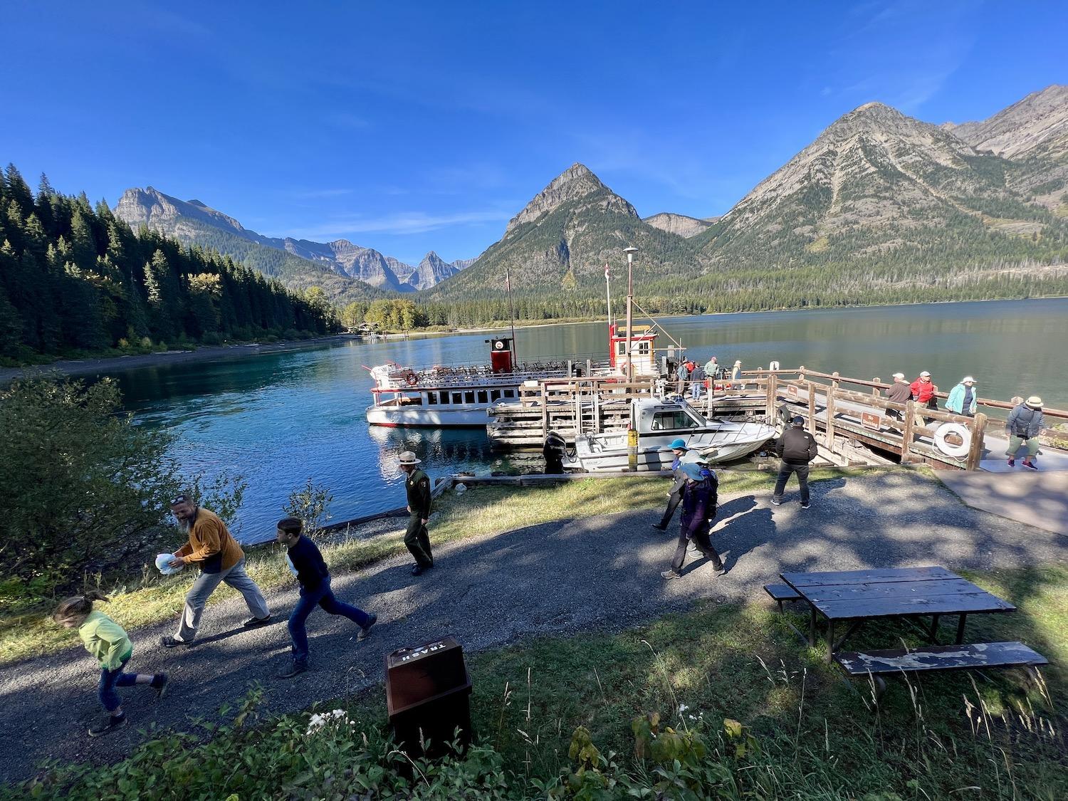 When the MV International lands at Goat Haunt lands in Montana's Glacier National Park, guests have 30 minutes to explore before returning to Alberta's Waterton Lakes National Park.