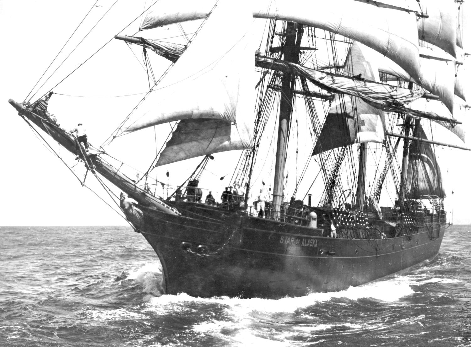 When the full rigged BALCLUTHA was a member of the Alaska Packer's Association in the early 1900s, she was named the STAR of ALASKA/NPS