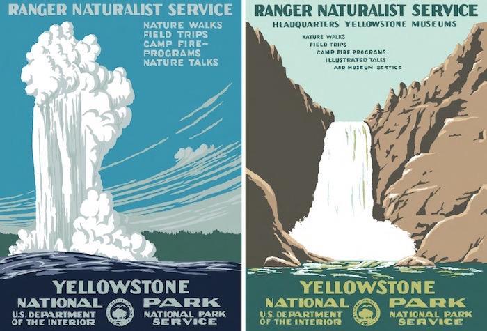 Replicas of WPA posters celebrating national parks