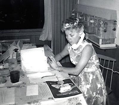 Nancy Ayers in dining room, 1966