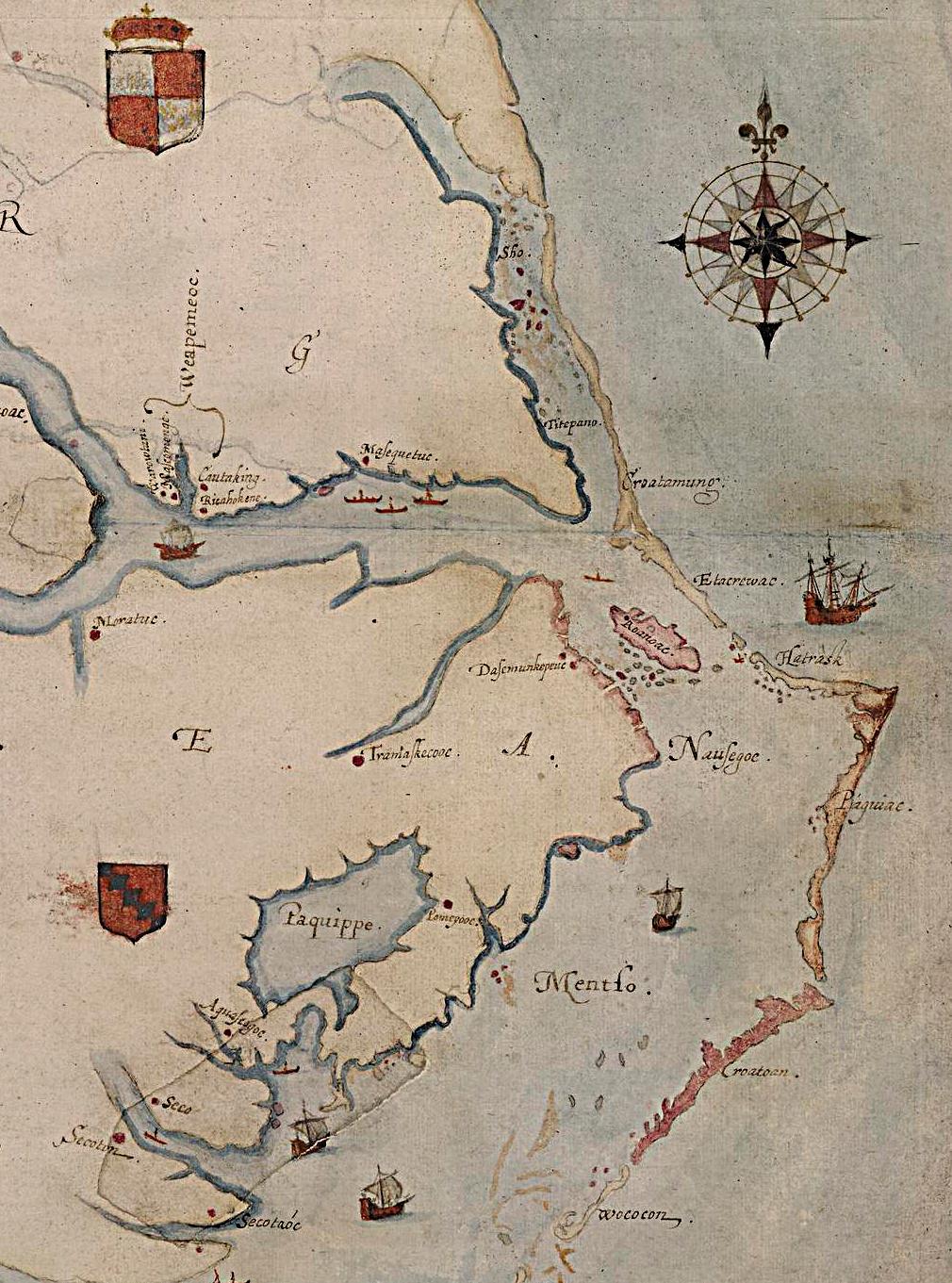 John White map of Roanoke and the Outer Banks