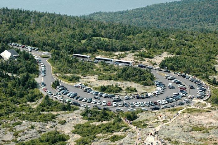Crowded parking at Cadillac Mountain in Acadia National Park/NPS Crowded parking at Cadillac Mountain in Acadia National Park/NPS