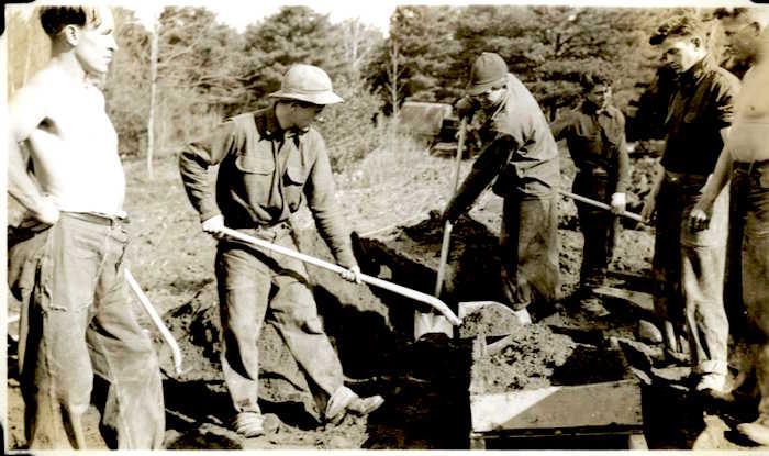 CCC crews building gutters at Acadia National Park/National Archives