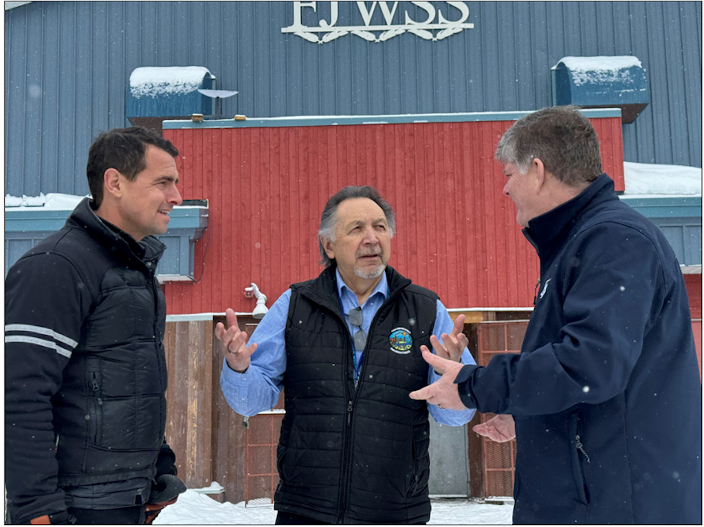 From left: MP Adam van Koeverden, Mushkegowuk Council’s Lawrence Martin and Parks Canada’s Ron Hallman were in Kashechewan First Nation for a Feb. 21 announcement about a proposed national marine conservation area in Northern Ontario.