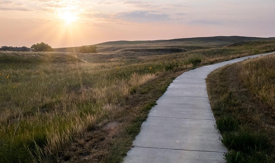 "Golden Hour" light along Fossil Hills Trail, Agate Fossil Beds National Monument / NPS-Jason Gray