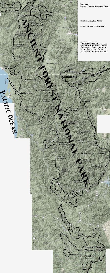 Map of proposed Ancient Forest National Park/ancientforestnationalpark.org