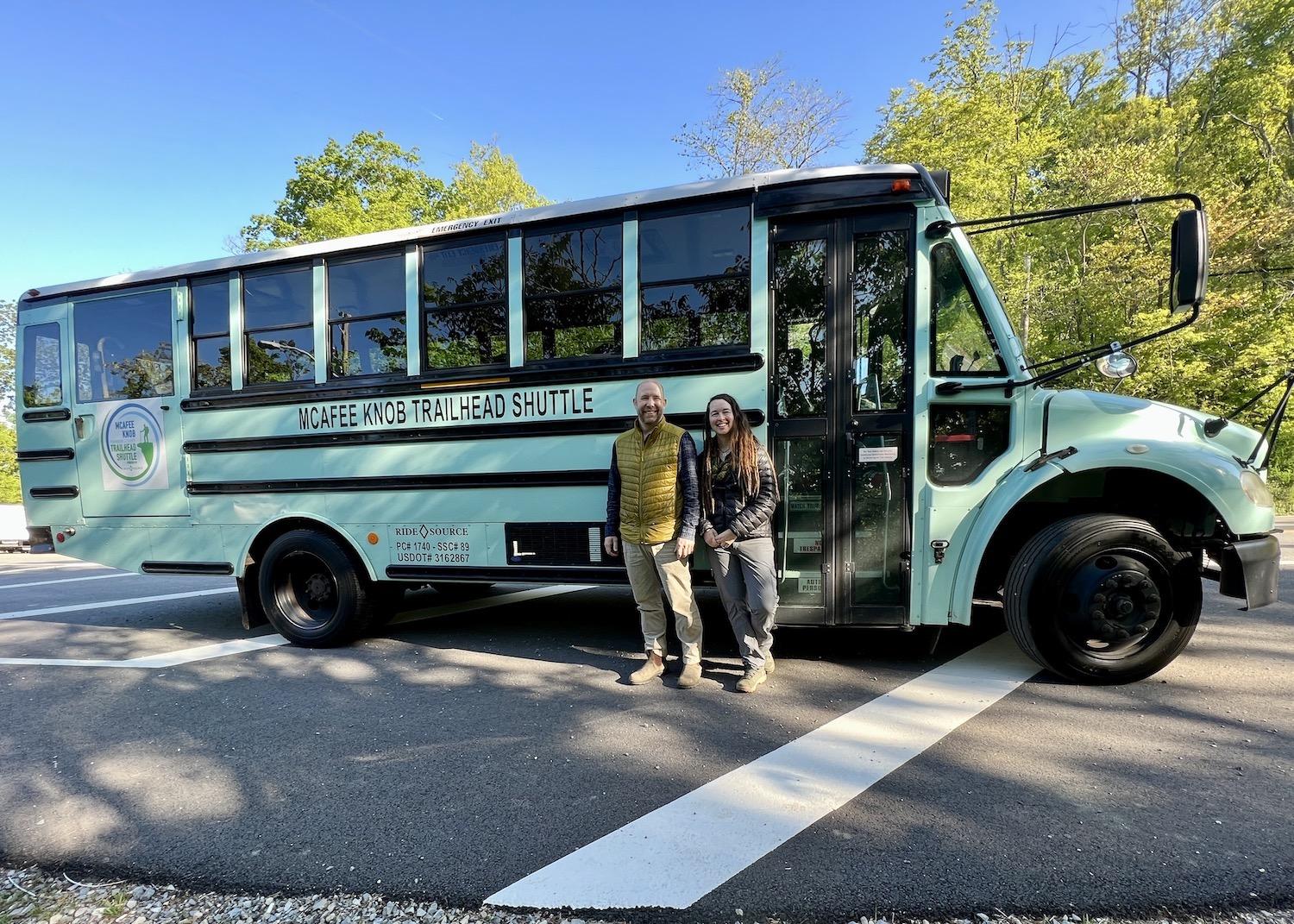 Ride Source founders Bryan Johnson and Lisa Sink run the McAfee Knob Trailhead Shuttle in the Roanoke, Virginia area.