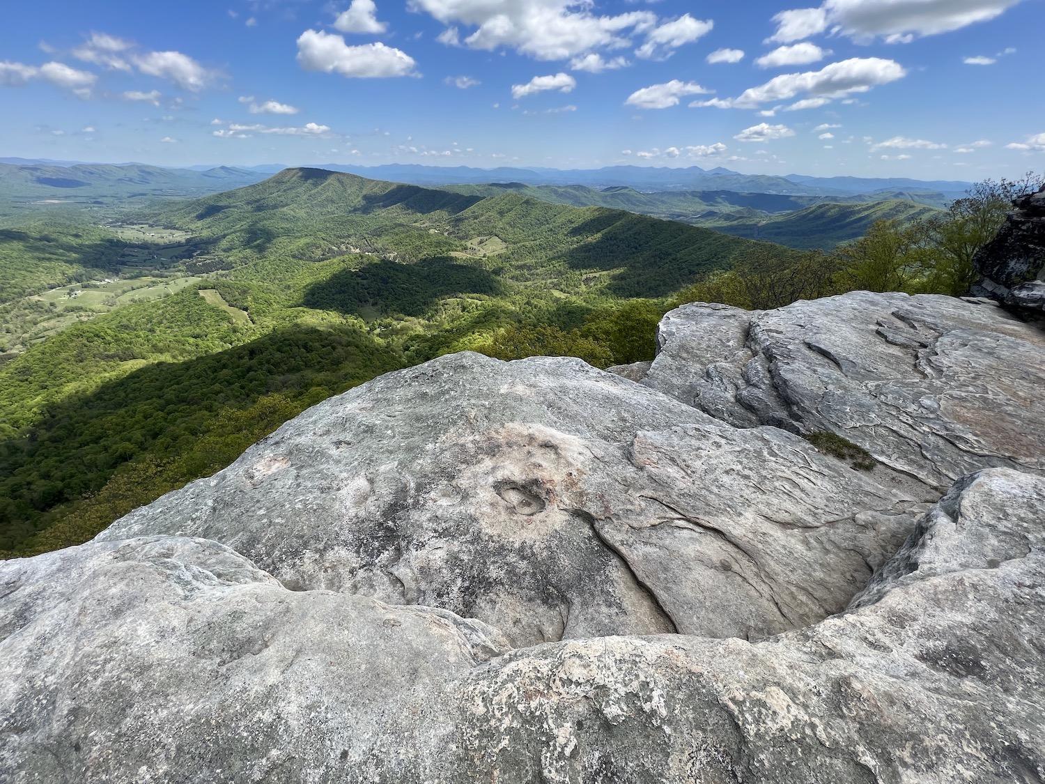 Those photos on McAfee Knob look dangerous, but there are actually several ledges hidden from view.