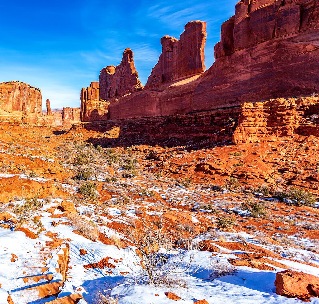 A frigid February day at Park Avenue, Arches National Park / Rebecca Latson