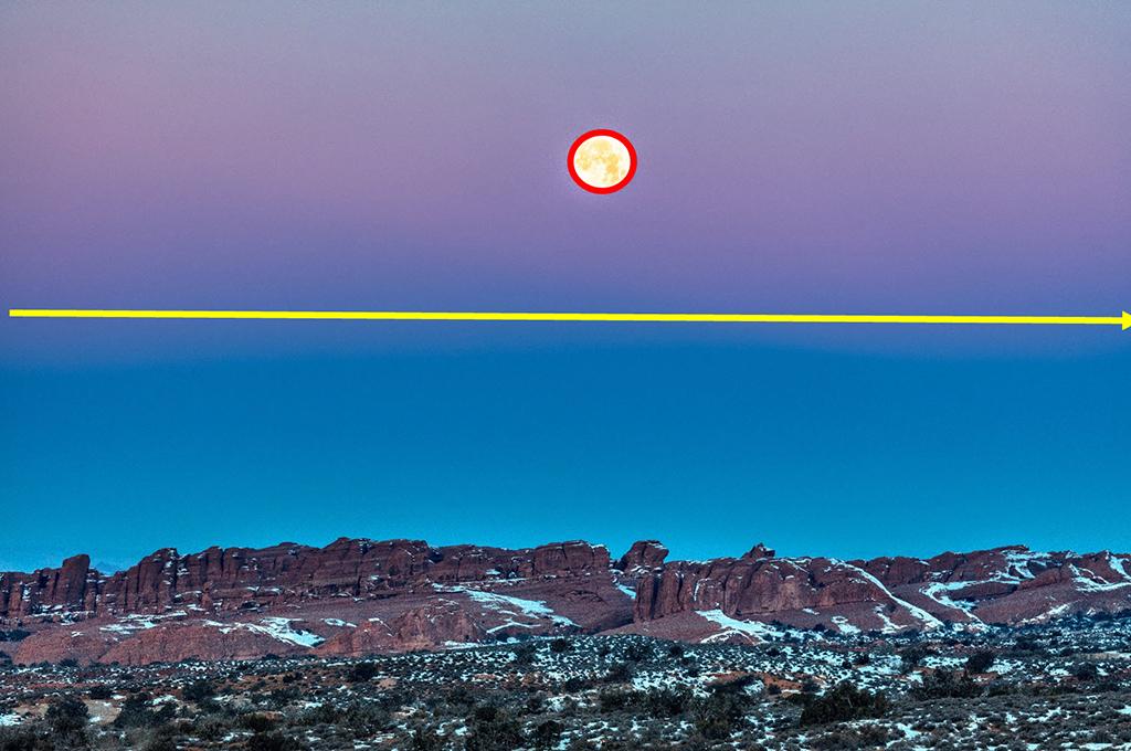 Atmospheric lines and a supermoon circle, Arches National Park / Rebecca Latson