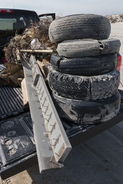 Tires and trash collected at Assateague Island National Seashore/Mark Hendricks
