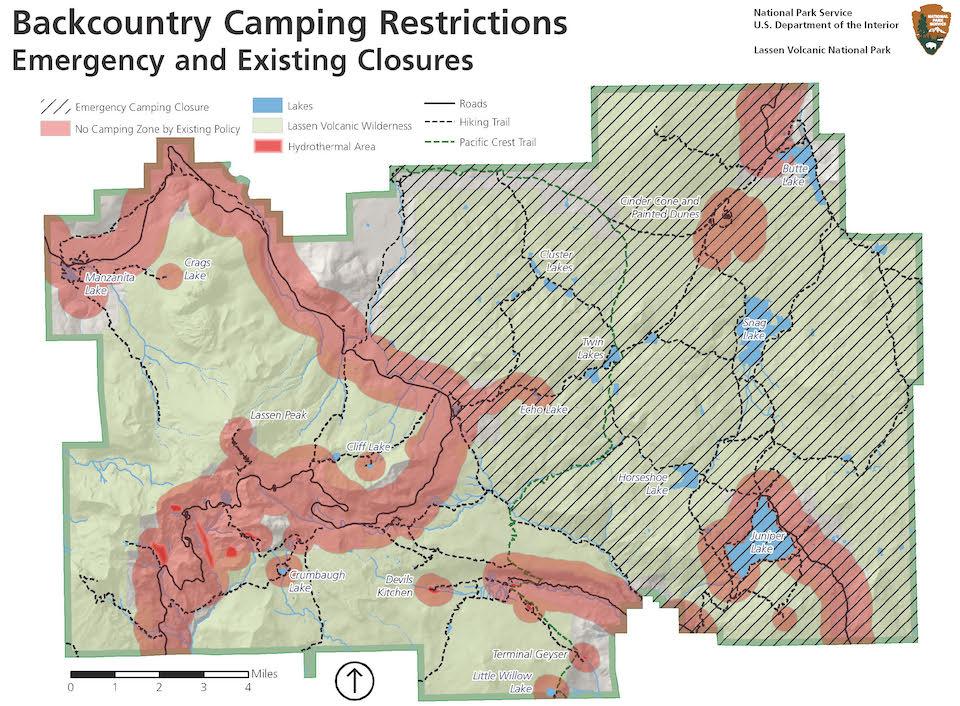 Much of the eastern half of Lassen Volcanic National Park has been closed to overnight use due to bear activity/NPS