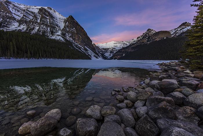 Dawn's Rosy Glow, Lake Louise, Banff National Park / Rebecca Latson