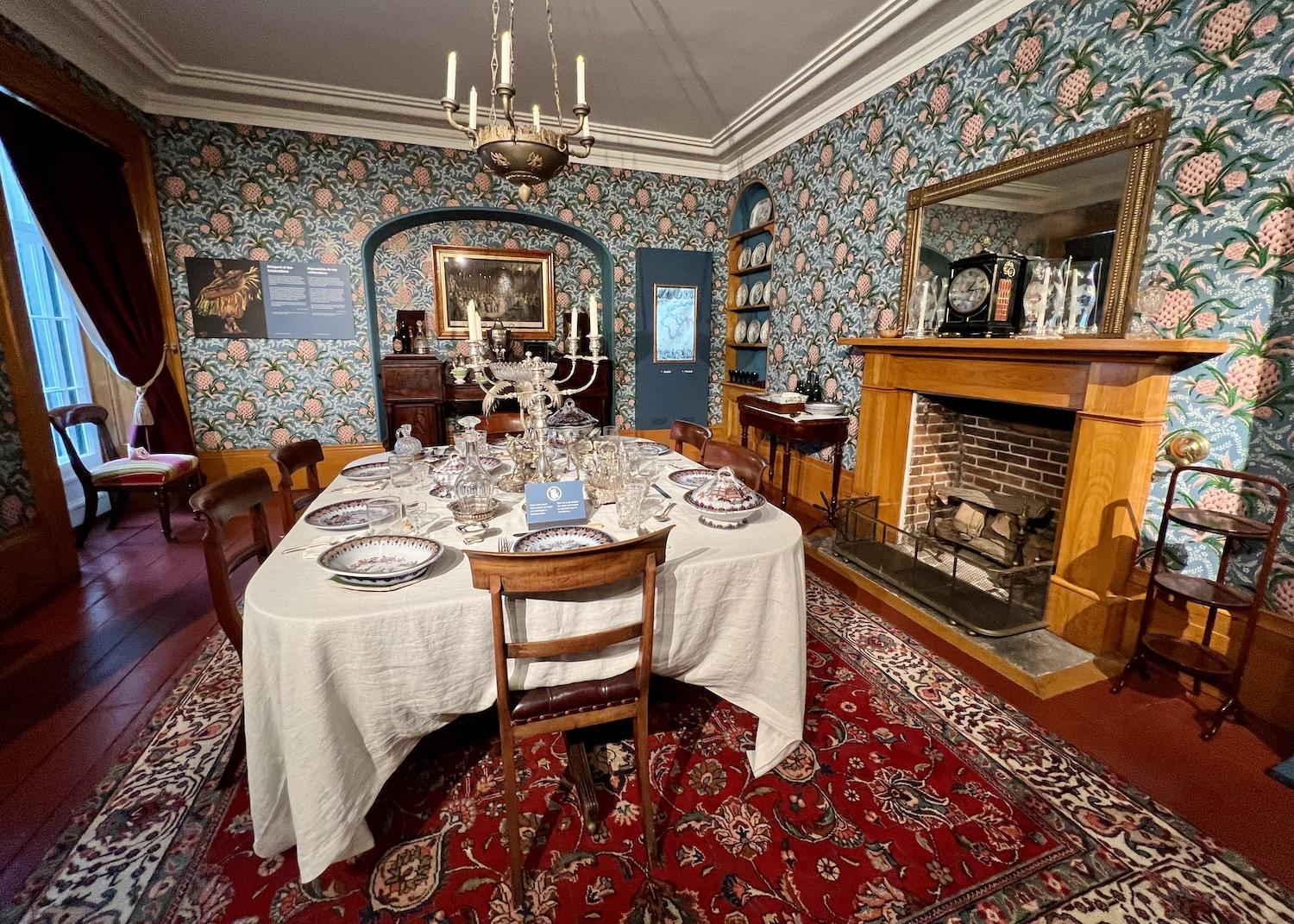 The dining room at Bellevue House speaks to the customs of the privileged elite.