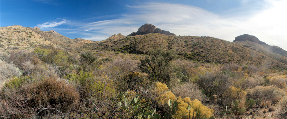 A panorama of the landscape from the Dodson Trail/Bob Pahre