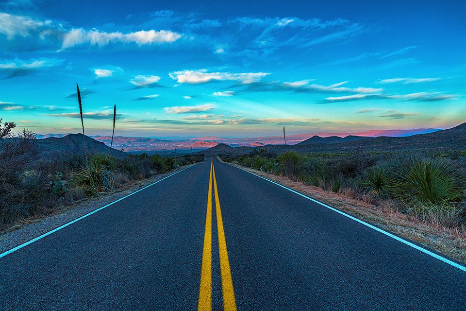 A look back down the Chisos Basin Road, Big Bend National Park / Rebecca Latson