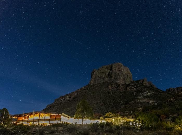 Starry Sky Over Casa Grande And The Chisos Mountains Lodge Restaurant
