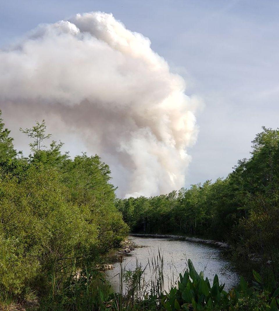 A tropical storm system was expected to drop rain this weekend on the Moon Fish fire at Big Cypress National Preserve/NPS