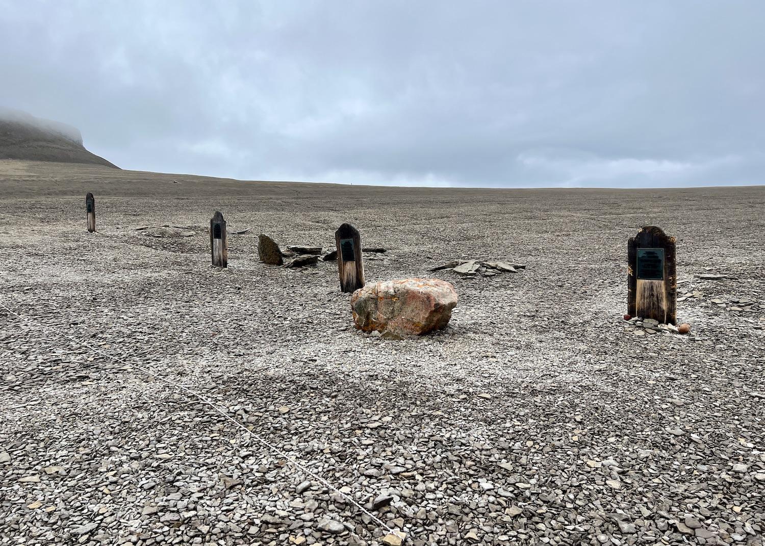 For our Beechey Island visit, Adventure Canada laid down rope to keep us about 10 feet from the Franklin graves.