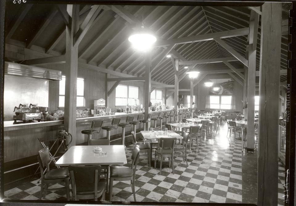 The interior of the Bluffs Restaurant, shown here from decades ago, has been restored/Blue Ridge Parkway Foundation