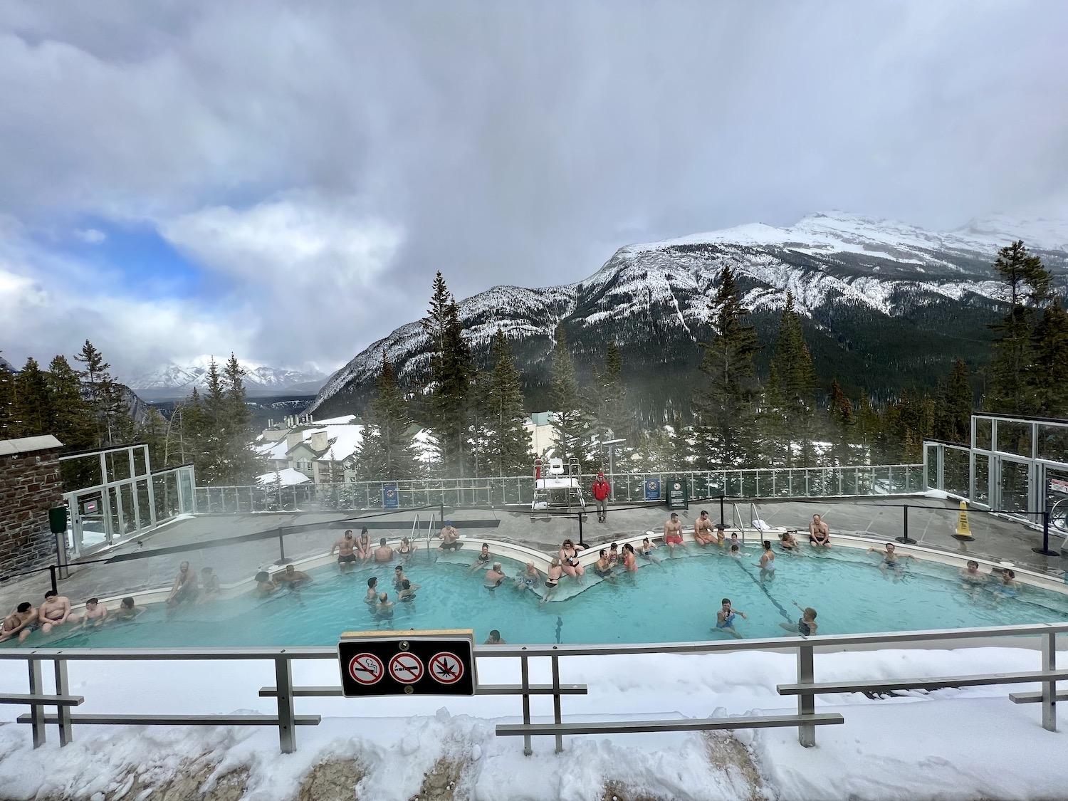 You can rent vintage swimwear to visit the Banff Upper Hot Springs.