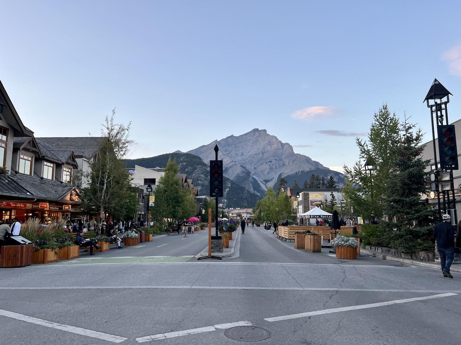 For a moment on this Sunday afternoon in September, downtown Banff wasn't overrun with visitors.