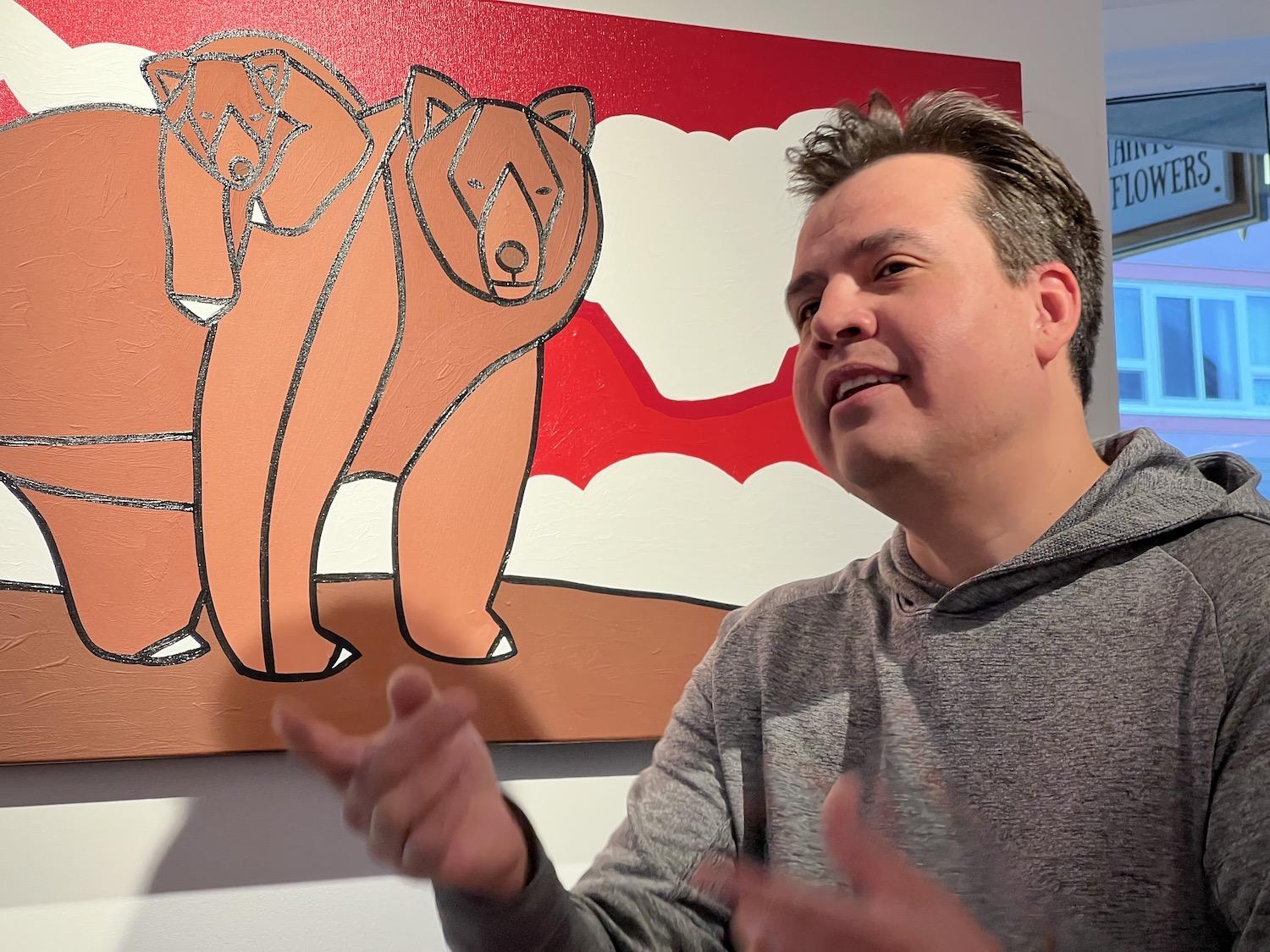 Jason Carter, an Indigenous sculptor and painter, is shown at the Carter-Ryan Gallery in Banff.