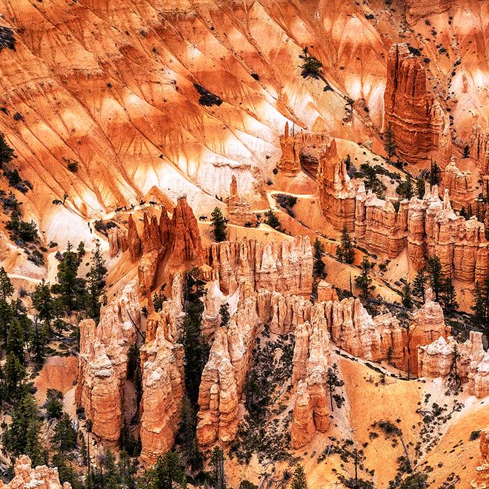 Hikers and horseback riders among the hoodoos at Bryce Point, Bryce Canyon National Park / Rebecca Latson