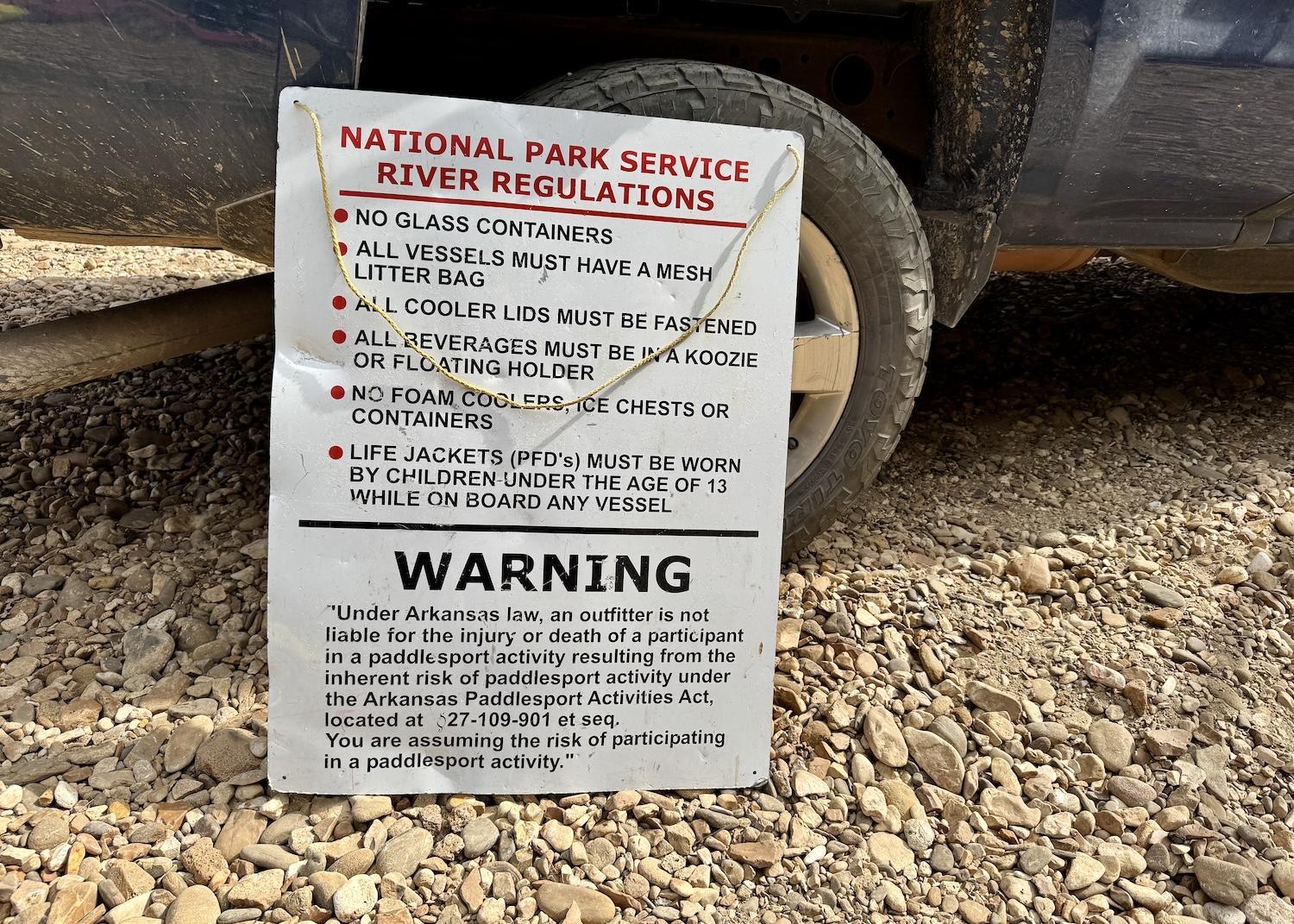 National Park Service rules for people floating the Buffalo National River in Arkansas.